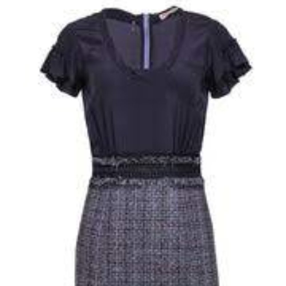Rebecca Taylor Tweed and Silk Periwinkle Multi Colored Dress 2